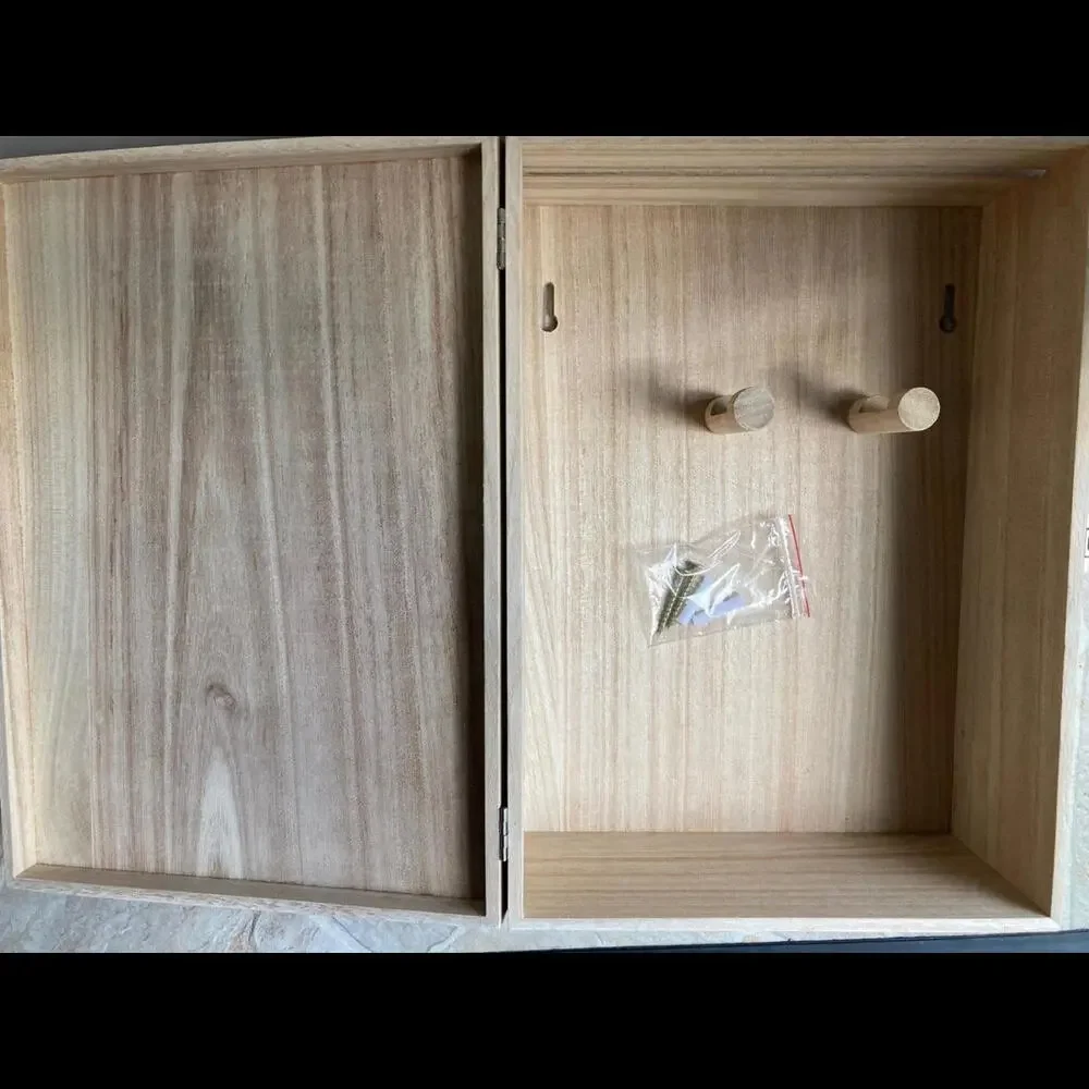 Hair Dryer Holder - Wood Wall Box To Store and Hide Your Bathroom Blow Dryer